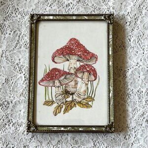 Vintage Ornate Personalized Brass Framed Mushroom Decor 5x7